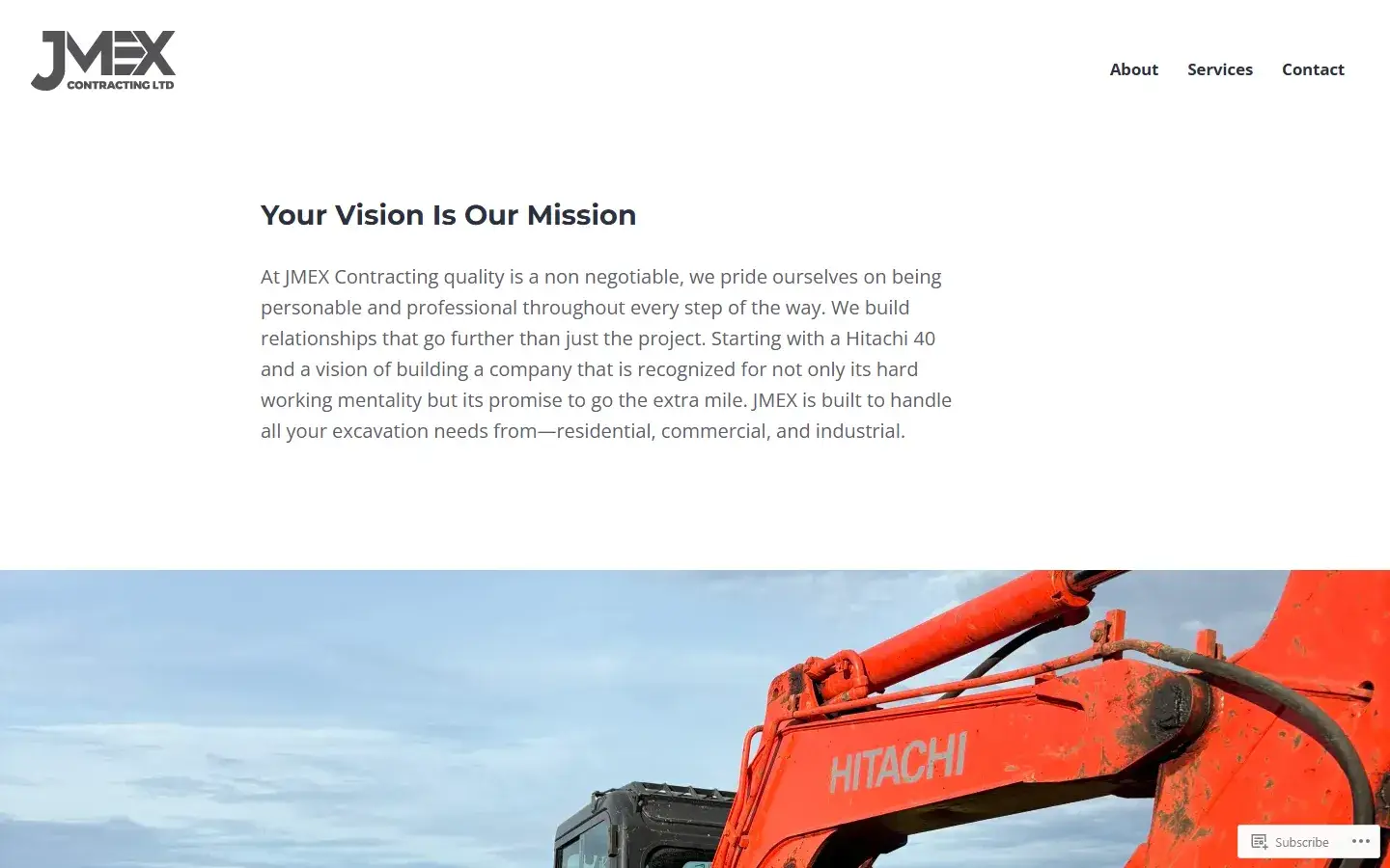 The old jmexcontracting.com website