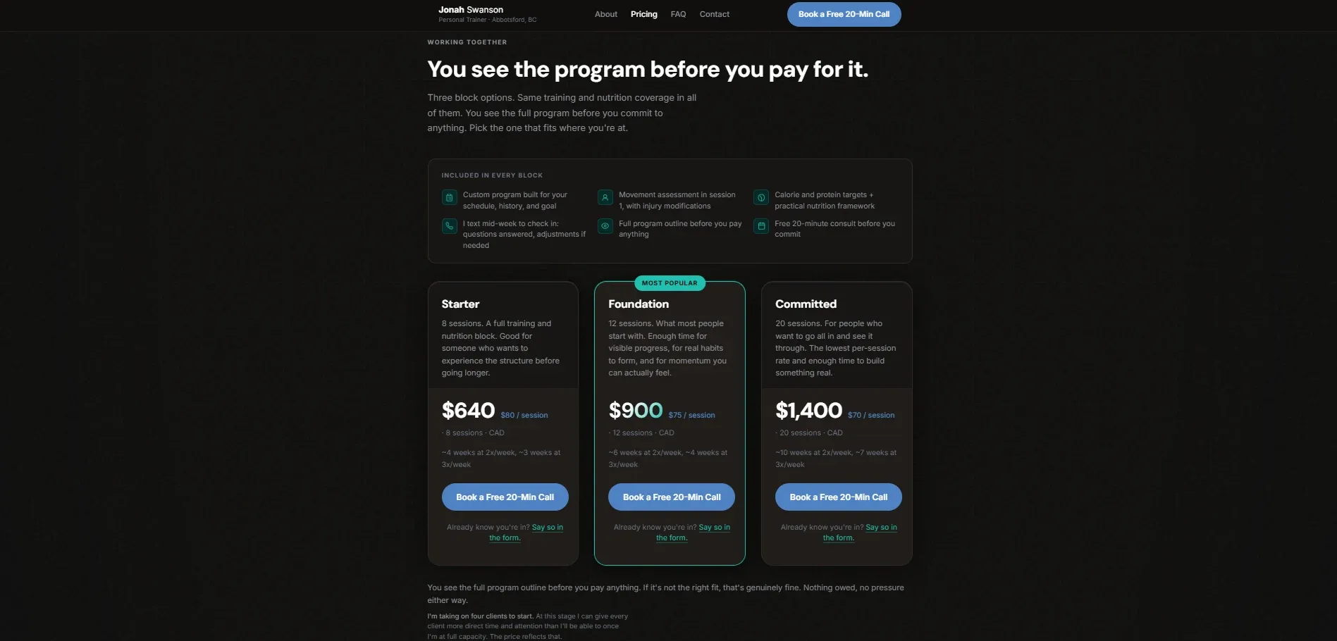 Trained by Jonah website "how it works" section, designed and built by Jonah, a Fraser Valley web designer